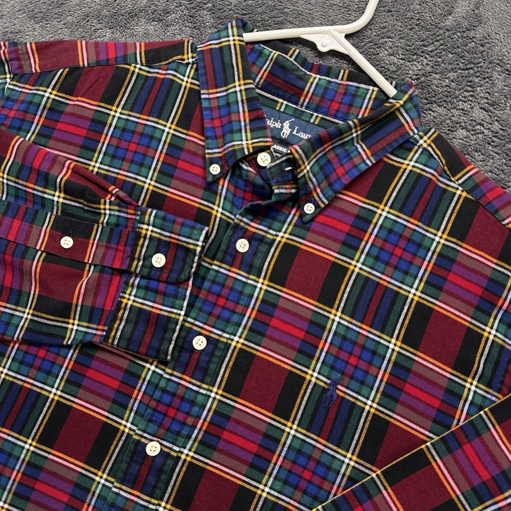 Ralph Lauren Button Down Shirt Mens XL Tartan Plaid Long Sleeve Cotton Polo NWOT
